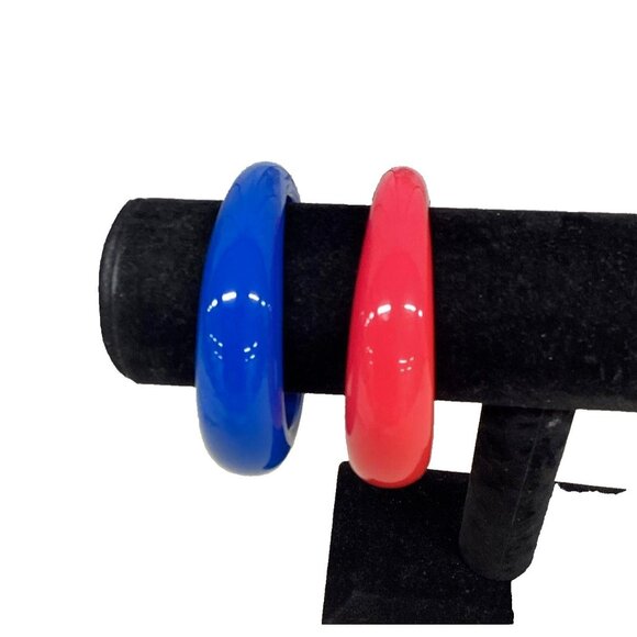 BEN AMUN BY ISAAC MANEVITZ Resin Bangle Bracelet Set Modernist Pink Blue Signed - Picture 5 of 7